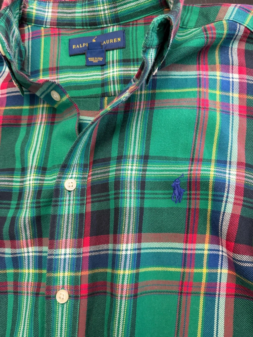 Ralph Lauren Green Plaid Button-Down Boys Shirt